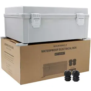 Outdoor electrical Box Weatherproof Includes Internal Mounting Panel 15.7"*11.8"*6.7" (400 * 300 * 170mm) Large Project Box For Electronics Hinged Cover Plastic Clip With 2 NPT 3/4” Glands