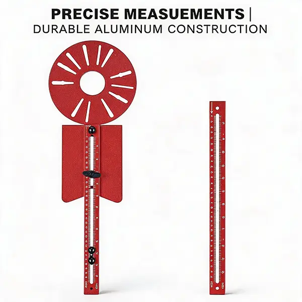 5-in-1 Multifunctional Woodworking Router Guide Tool - Aluminum Alloy, 10-in-58-in Adjustable Size Bracket, Circle Cutting Jig, Rose Red, Detachable Parts, Fits 99% Trim Routers, Ideal for Chipboards MDF, Grooving Cuts, Cabin Projects