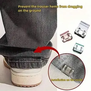 Invisible Hem Clips, Seamless Button Closure, Prevent Dragging and Tripping, Durable Plastic, Easy Installation for Jeans and Pants