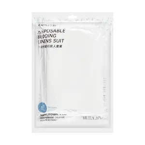 SANLI Disposable Bed Sheet Set Travel Bedding 4-Piece Hotel Portable Double Size with Pillowcases 50x80cm and Duvet Cover 200x230cm