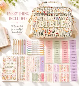 Bible Cover Case for Women Large Quilted BibleCarrying Case with Durable Handle for Girls BibleStudy Supplies Accessories Christian Gifts forWomen Durable Handle Carrying Organiser Desk Decor