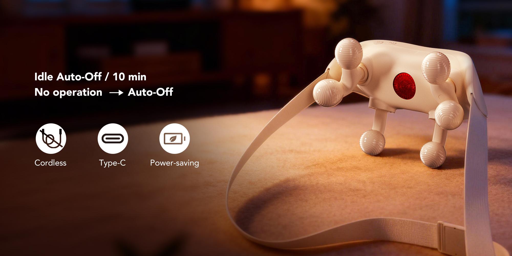 SKG Wireless Neck Massager with 3D Kneading, Red Light & Heat – 6 Modes Massage for Deep Tissue Pain Relief – Ergonomic Fit, – Ideal for Office, Home Use