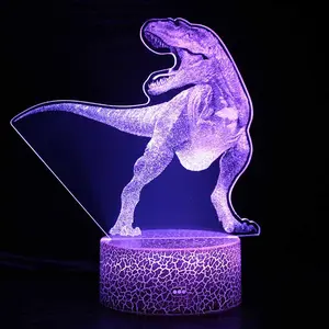 Acrylic carved 3D desk lamp, small night light, dinosaur shaped light, remote control LED visual stereoscopic night light 03