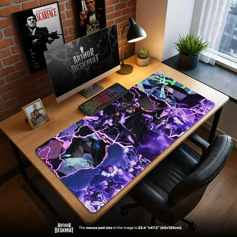 Solo Leveling Lightning Power Mouse Pad – with Purple Aura, Otaku Gift
