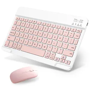 Rechargeable Bluetooth Keyboard and Mouse Combo, Universal Ultra-Slim Wireless Keyboard Mouse Set for Android Windows iPad, Samsung, Android Tablet, Portable Compact Keyboard Set