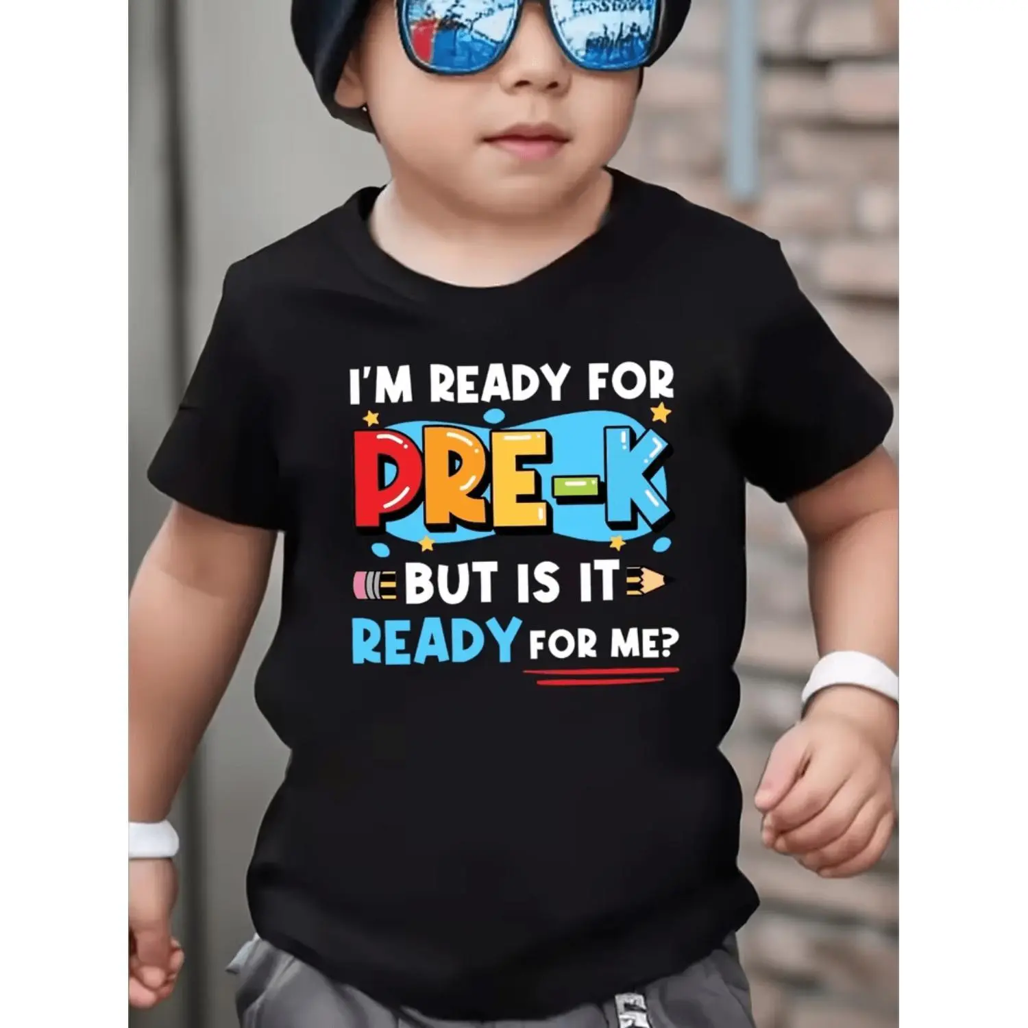 Im Ready for School Cotton Kids T Shirt Boys Girls First Day of School Short Sleeve Neck Kindergarten Back to School Outfit Machine Washable