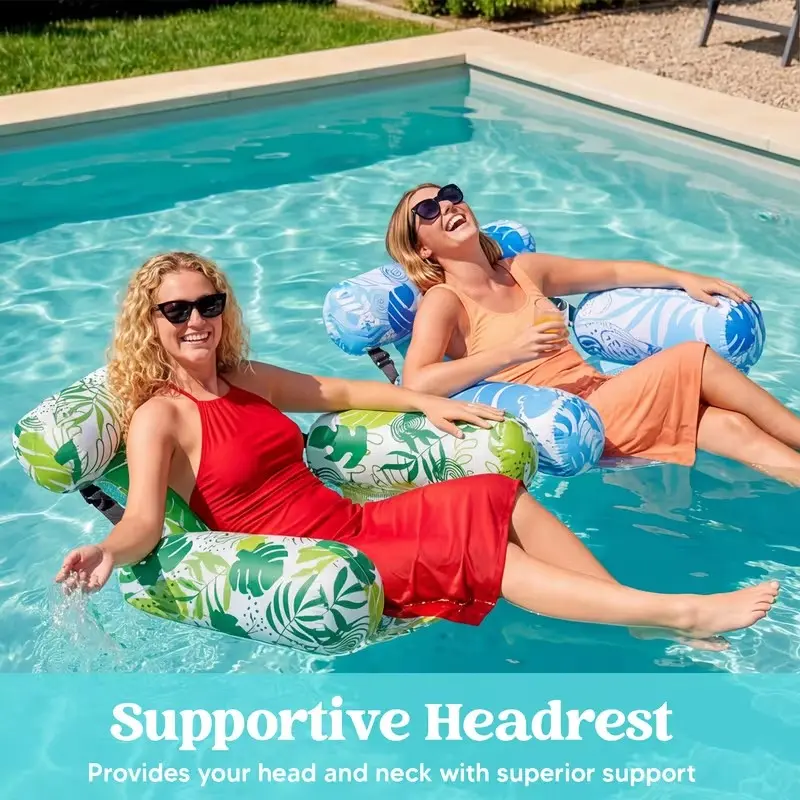 2pcs Adult Pool Inflatable Sofa, Ergonomic Water Hammock, Durable Oxford Cloth + PVC, Portable, Ideal for Pool, Lake, Beach, Party, Pool Float Chairs, Pool Floatie