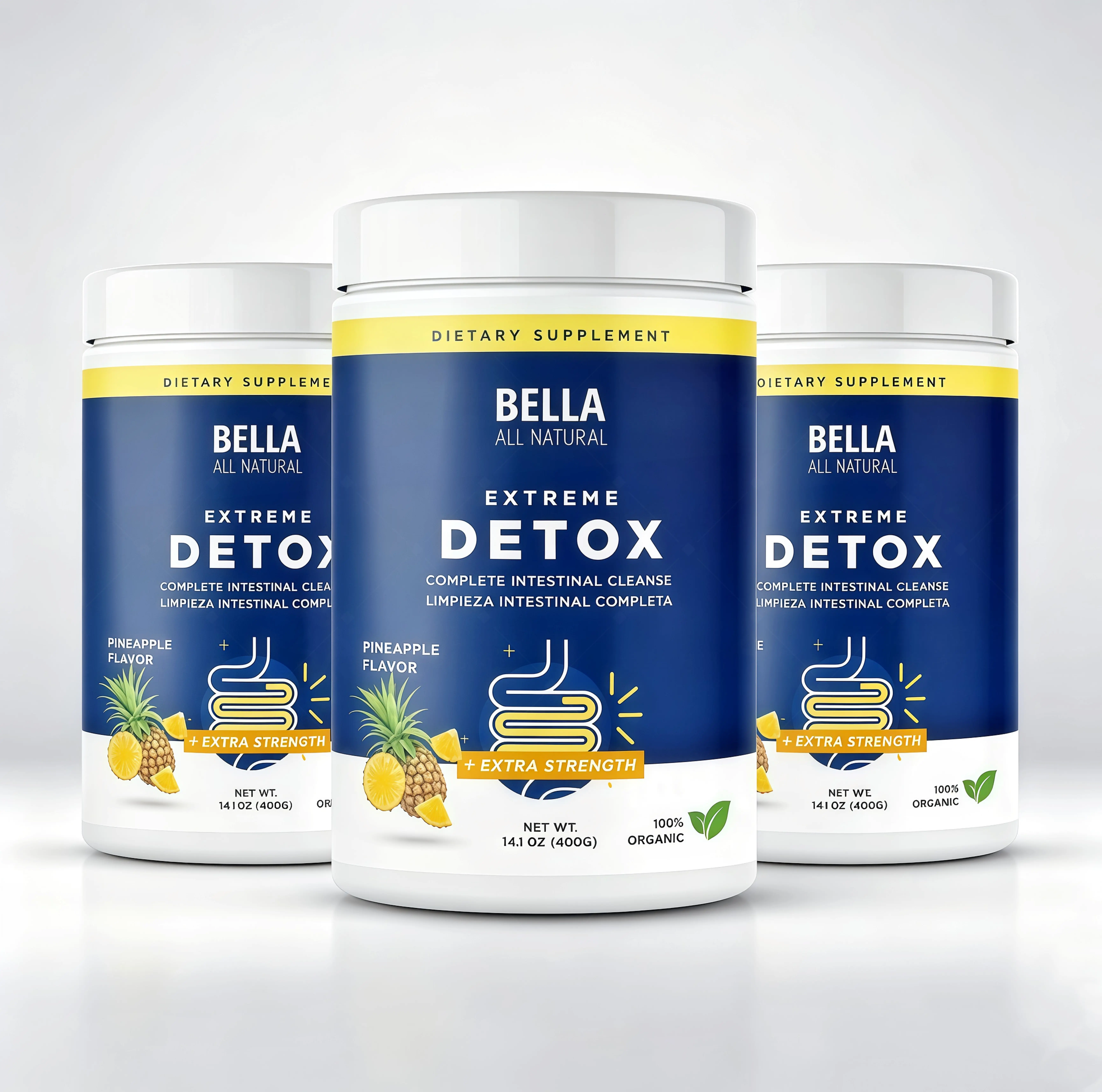 3 Piece Bella All Natural Extreme Detox Powder UF (Pineapple)