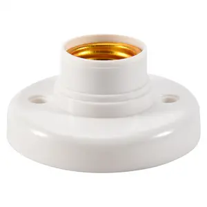 E27 Round Plastic Base Screw Light Bulb Lamp Socket Holder White E27 Round Plastic Base Screw Light Bulb Lamp Socket Holder White