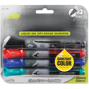 Dry Erase Markers, Whiteboard Markers, Fine Tip, EnduraGlide, White Board Dry Erase Pens for Teachers,  School & Office Supplies, Assorted Classic Colors, 4 Pack (5001-10M)