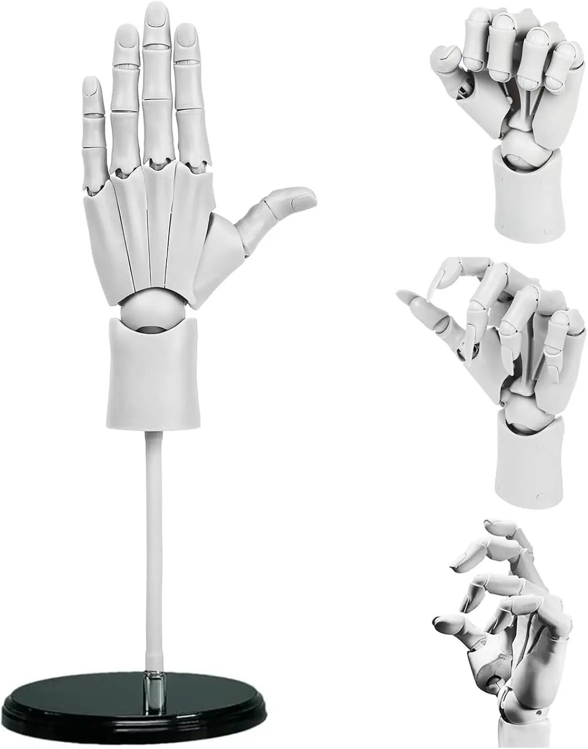 Flexible Hand Model Adjustable Artists Manikin Hand Figure Poseable Art Mannequin for Drawing Lively Manikin Figure Hand Model for Desk Decoration Sketching Painting (Left Hand-White)
