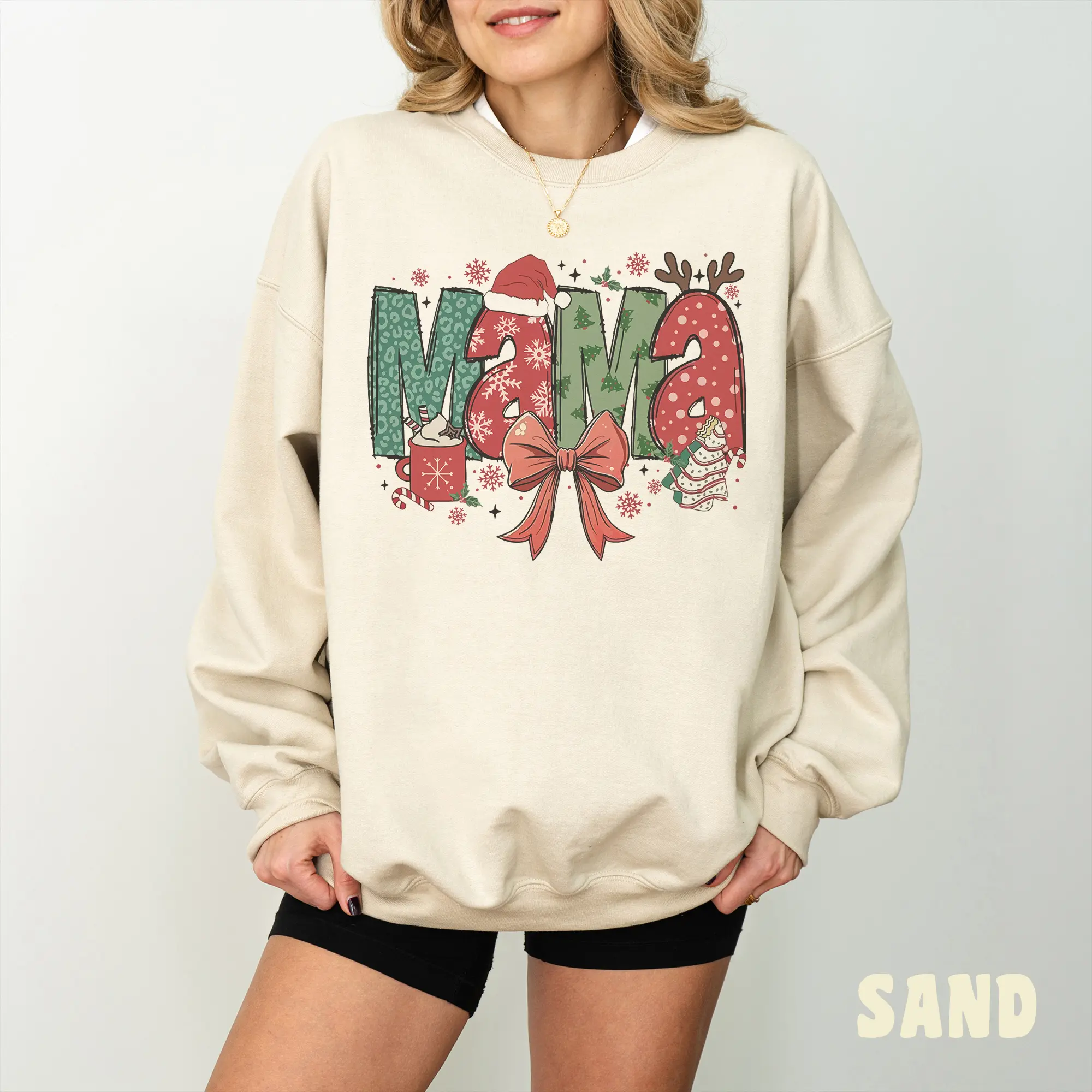 Christmas Mama Coquette Sweatshirt, Mama Claus Tee, Christmas Tree Cake Sweater, Christmas Coquette Bow Shirt, Candy Cane Santa Hot Cocoa