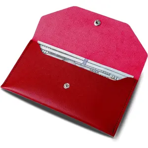 Cash Wallets for Women - Reusable Leather Cash Envelope Wallet for Budgeting, Billing (Burgundy)
