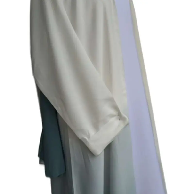 Ombré Abaya in Beige and Light Blue with Smooth Fabric and Simple Design - Snack