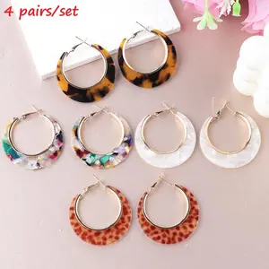 4 pairs of simple round open earrings | Stylish and versatile, suitable for parties, holidays, gifts, celebrations, and everyday casual occasions. Women's fashion jewelry earrings.
