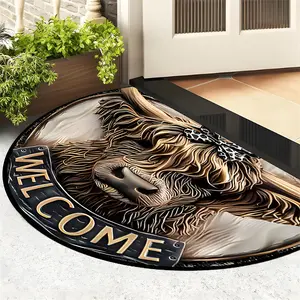 Highland Cow Pattern Welcome Door Mat, Faux Cow Rug, 1 Piece Non-slip Soft Floor Mat, Washable Floor Carpet for Home Living Room Bedroom, Home Decor