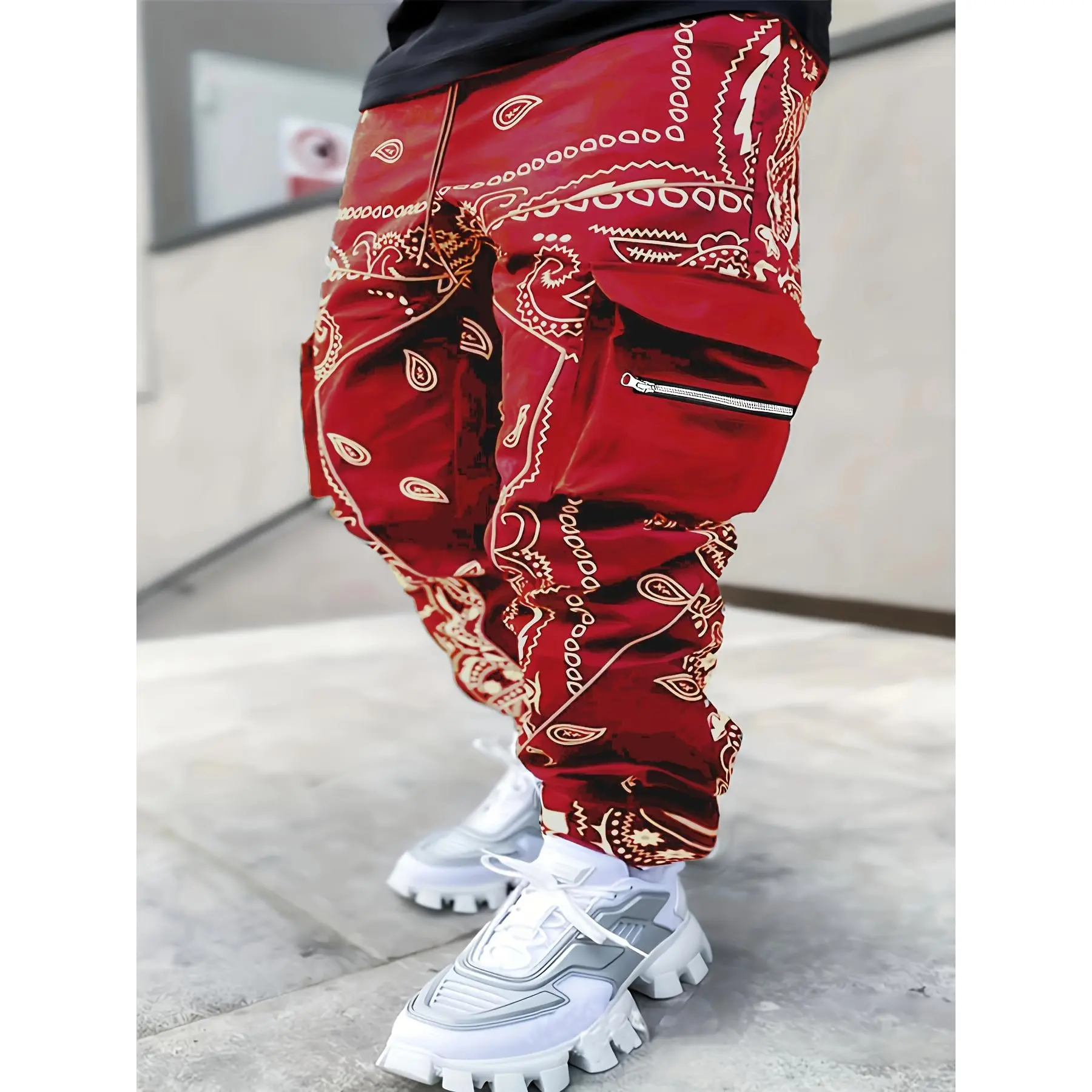 【RED】Paisley baggy pants best baggy pjs for men - TikTok Shop