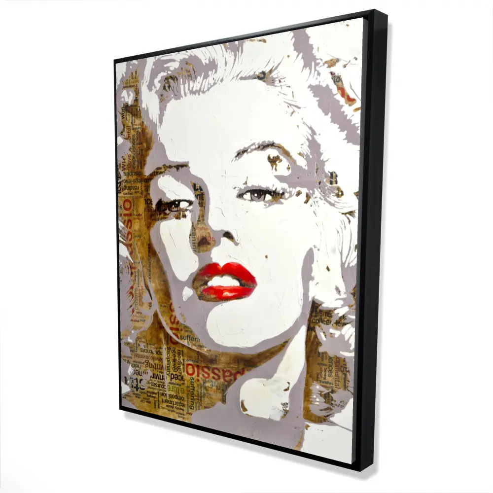360 Stand Marilyn Monroe Typography Framed Wall Artwork - Vibrant Red Retro Glamour Print, 36x48 in, Vintage Decor, Home Decoration for Room Wall Display Gift