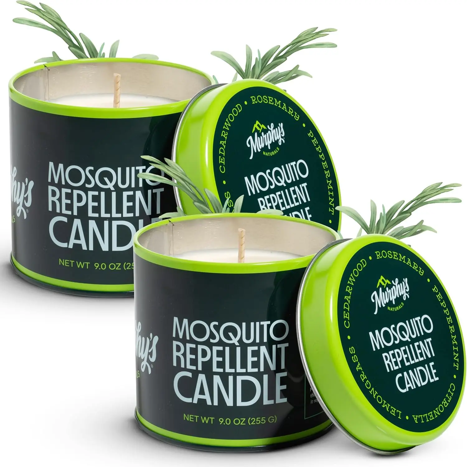 Murphy's Naturals Mosquito Bug Repellent Candles for Outdoor Patio, Citronella & Essential Oils, Soy/Beeswax Blend, 30-Hour Burn Time, 9 Ounce, 2-Pack