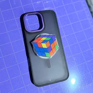 Pride Cube Phone Grip |Rainbow Magnet Phone Holder, Acrylic Rubix Grip, E-Reader Kindle Kobo Accessories, Kawaii Subtle Pride, LGBT Magnetic Smartphone Mount