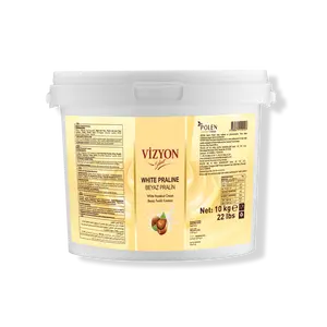 Vizyon Select White Pralin (22 lbs / 10 kg) - White Hazelnut Cream Filling (0.5% Hazelnut Puree)