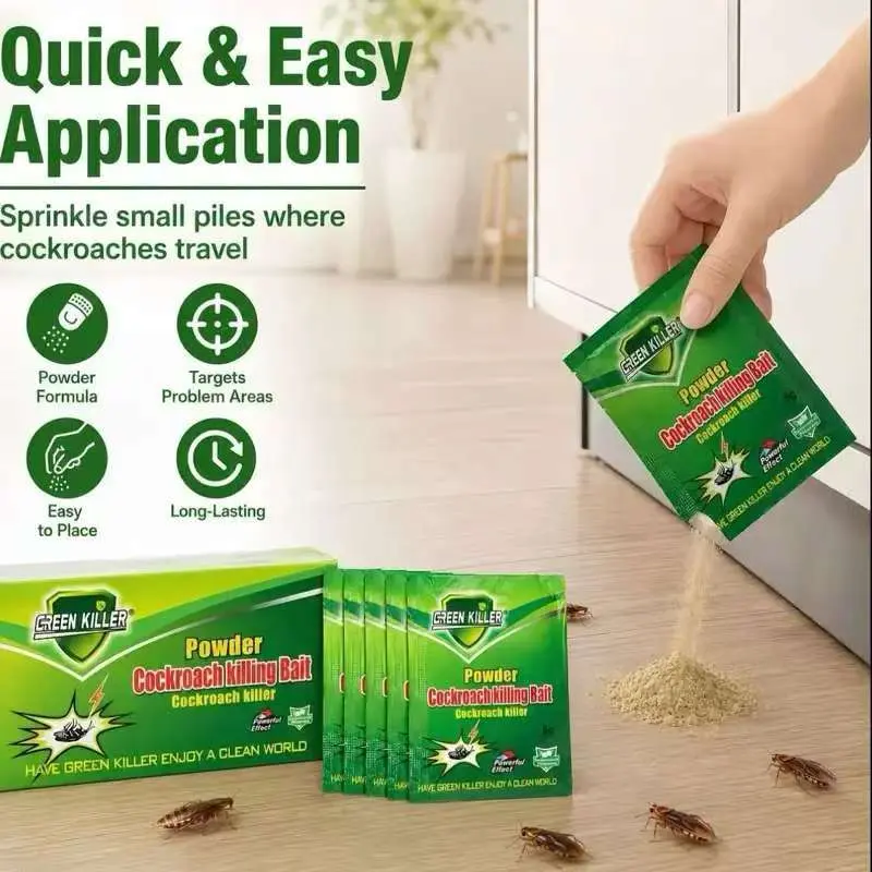 Cockroach Killer Bait Powder 50 Packets, for Shared Kitchens and Common Areas, Indoor Use