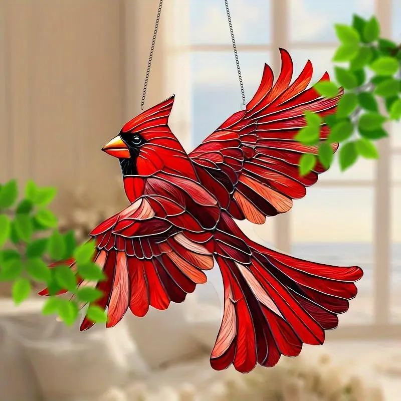 Cardinal Bird Design Hanging Ornament, 1 Count Creative Animal Design Hanging Decoration, Wall Decor for Home Living Room Bedroom