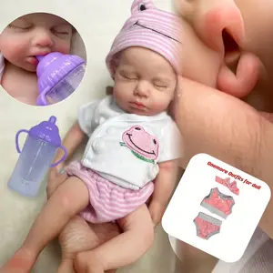 13 Inch Can Open Mouth LouLou Full Body Solid Silicone Reborn Girl Doll With 2 Sets Of Clothes Painted Bald 3D Painted Skin Soft Touch Feeling Washable Handmade Newborn Doll For Family's Gift