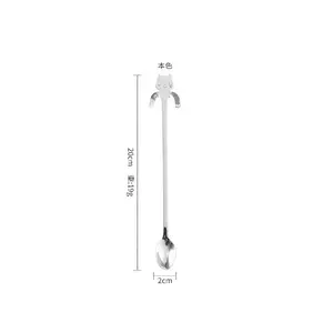 304 Stainless Steel Coffee Spoon Cat Hanging Cup Dessert Spoon Creative Cartoon Kitten Long Handle Milk Stirring Spoon Does not apply