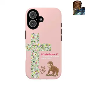 for iPhone 17.for iPhone 13 Faith & Curious George - Christian Bible Verse Cross Phone Case  With God All Things Are Possible  Cover for iPhone 17 16 15 14 13 12 11 Max Pro, Gift