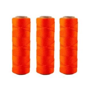 18# 215 Feet 3-Piece Nylon Building Roll Fluorescent Yellow Easy to Spot for Construction Boundary Marking DIY Projects Gardening