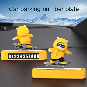 Cute Bear Design Car Parking Number Plate, Car Center Console Screen Instrument Panel Ornament, Car Interior Decoration Accessories, Car Accessory