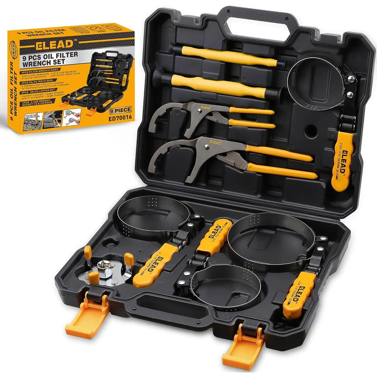 9-Piece Oil Filter Wrench Set, Sturdy Stainless Steel Band, Versatile Sizes, Universal Adjustable, Effective Pliers, Complete Set