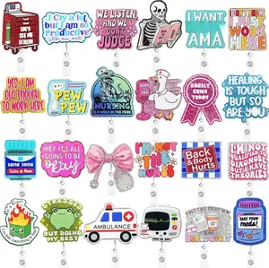 24 count Nurse Badge Reels Bulk Funny Badge Holders Retractable Clip Cute    Asssitants RN LPN CNA Badge Buddy Accessories for Work