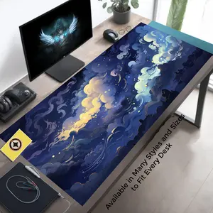 Pastel Blue Water Scene Desk Mat - Kawaii Clouds Aesthetic Mouse Pad, Large Sky Desk Pad for Cute Office Decor & Gifts Galaxy-Inspired Dragon Mouse Pad