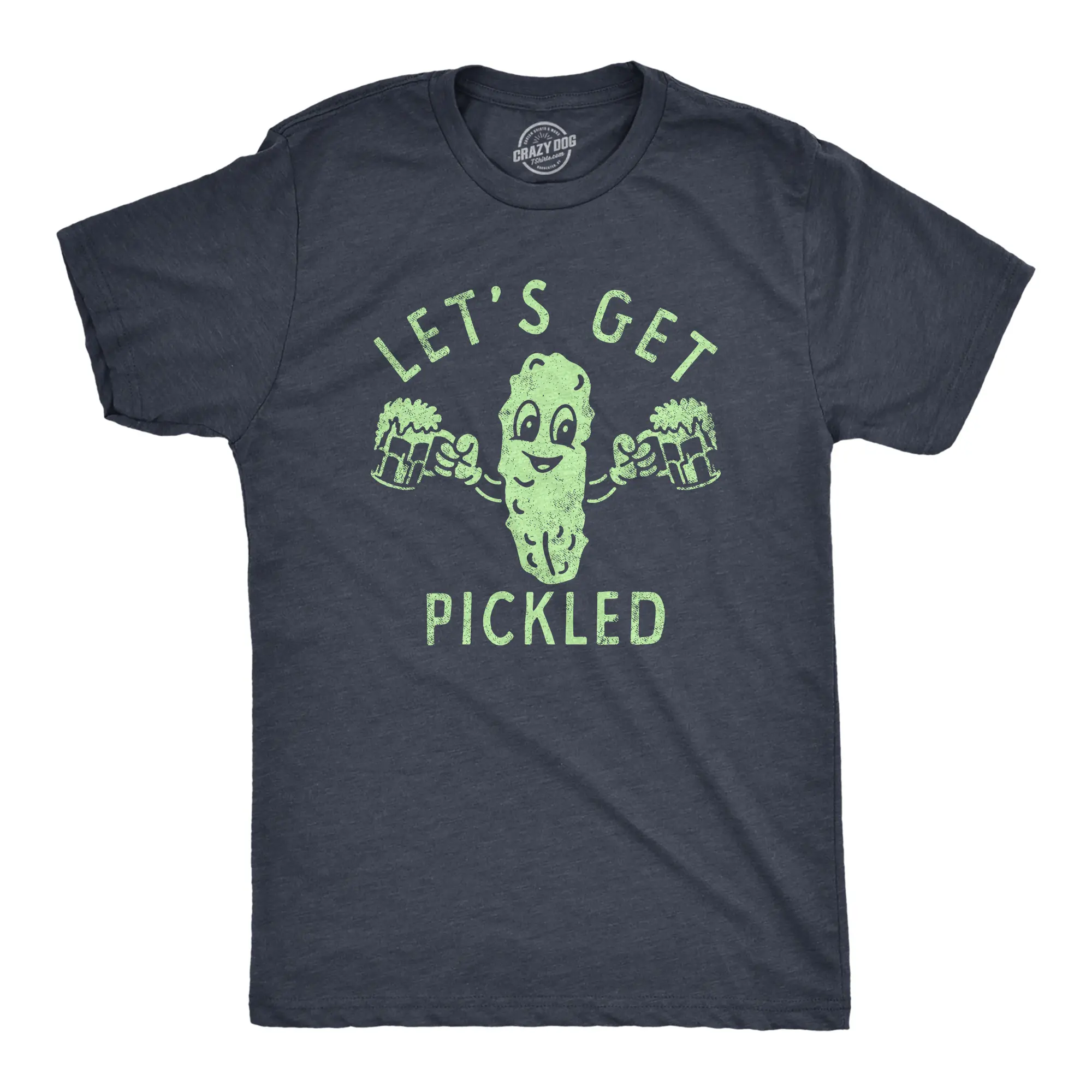 Mens Lets Get Pickled T Shirt Funny Beer Drinking Partying Pickle Lovers Tee for Guys Mens Funny T Shirts Cool Vintage Fashion T-Shirt Gift Classic Menswear Food Apparel for Men Funny Drinking Short Sleeve Navy -