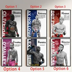 UFC Legendary Canvas Poster Set - Oliveira, Holloway, Pettis, O'Malley, Pereira & Makhachev Wall Art, Reproduction Signed Prints, Colorful Aesthetic Gym Decor for MMA Fans, Perfect Gift for Fight Enthusiasts