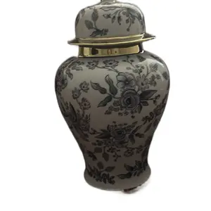 Porcelain Vase with Floral Design and Lid - Decorative Ceramic Container