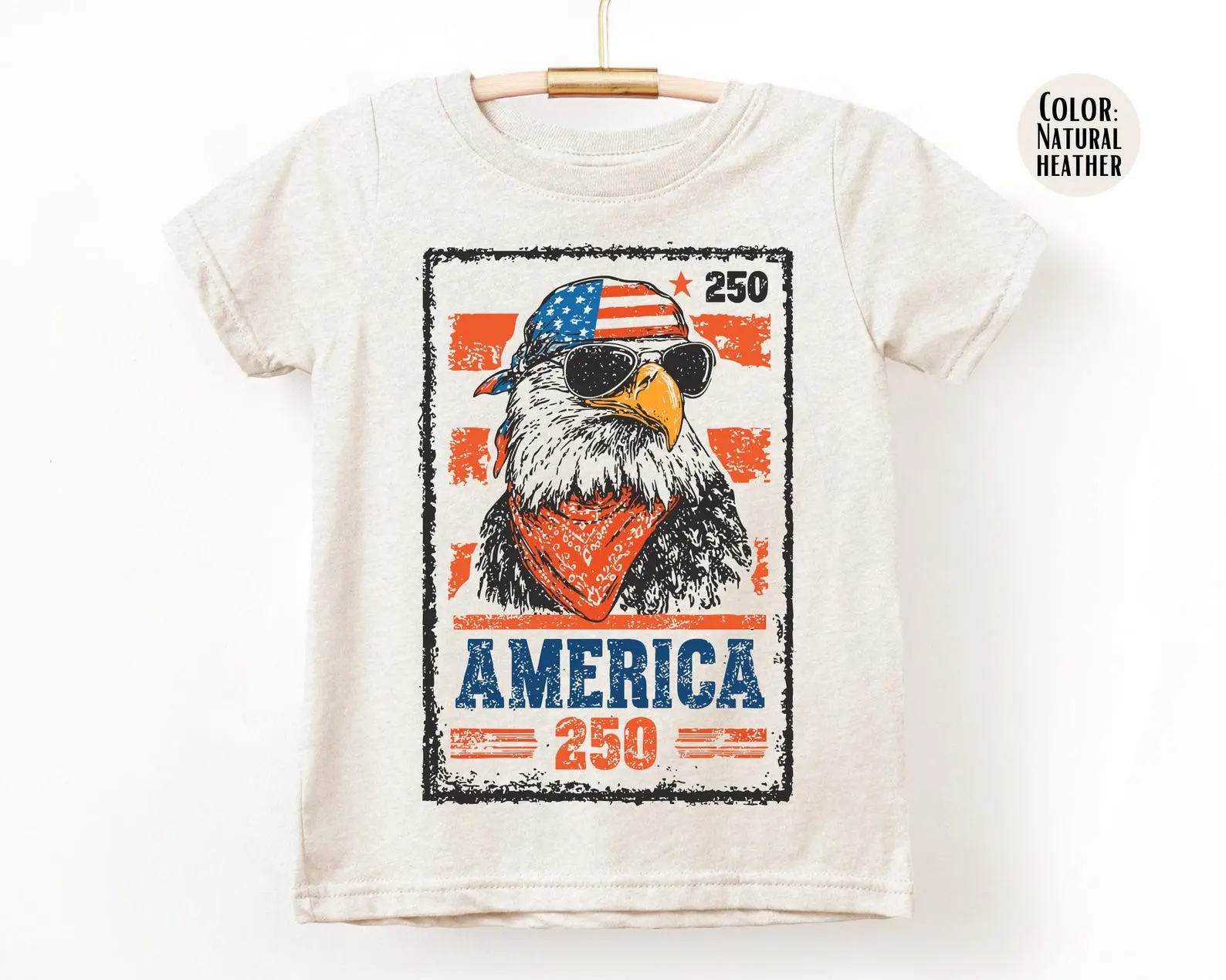 LAT Apparel Boys 250th American Eagle Shirt, 4th of July Shirts
