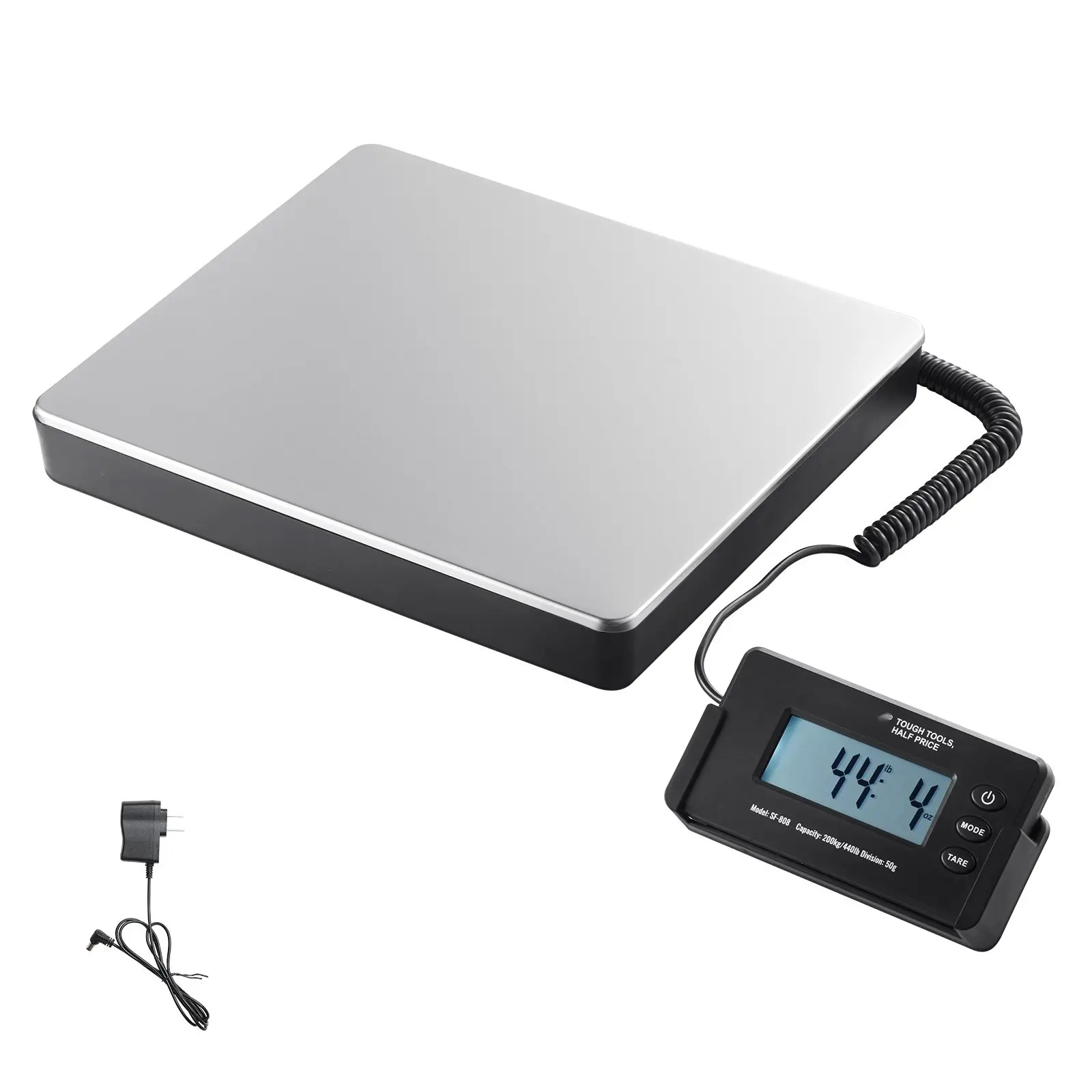Digital Shipping Scale, 440 Lbs X 1.7 Oz, Heavy-Duty Postal Scale With Timer, Tare Function, HD LCD Screen, Portable Package Scale For Luggage, Home, Post Office, AC/DC Powered, FCC Listed