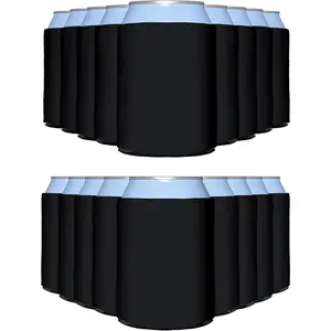 25 Pack Black Blank Sublimation Can Cooler Sleeves Insulated Foam Customizable for 12oz 16oz Beer Soda Collapsible Drink Holder