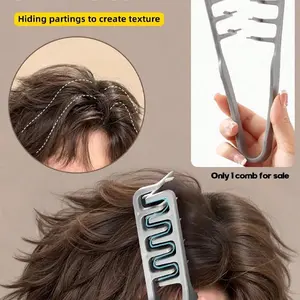 Wide Tooth Puff Brush for Men, Fluffy Texture, Abs Plastic Material, Non-Slip Textured Handle, Suitable for All Hair Types, Detangling Brush