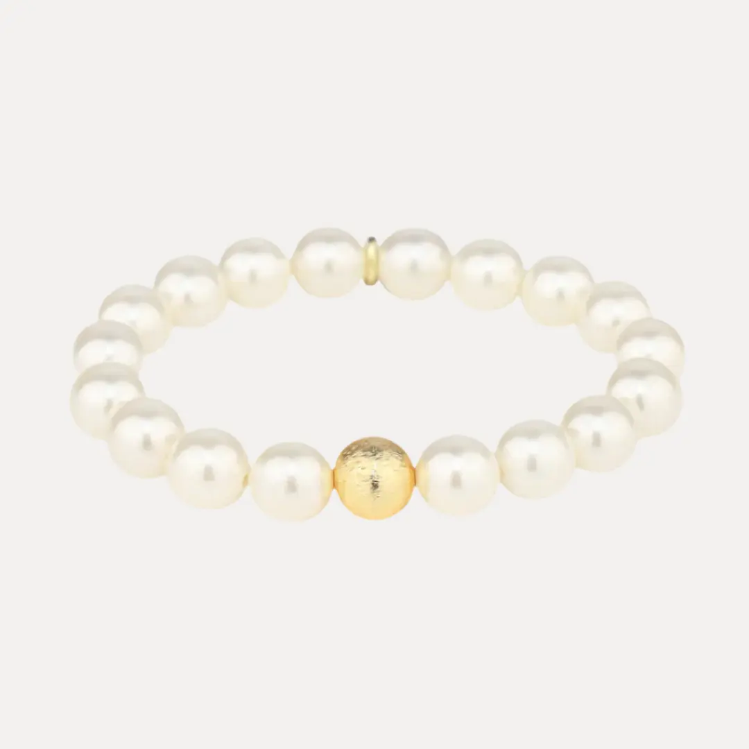 White Pearl Mala Beaded Bracelet