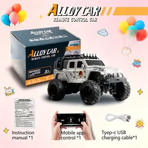 1:64 Mini RC Jeep Truck Toy Gift, Alloy Body Remote Control Car with LED Lights, 2.4GHz Wireless Control, Adjustable Speed & Steering,Children's Day Gift