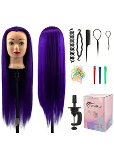 66cm Hairstyling Mannequin Head with Synthetic Hair, Realistic Braiding Practice Doll for Salon, Beauty School, Home Use, Durable Construction