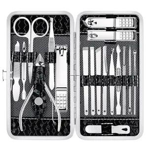 18 Pieces Nail Clippers Set Fingernail and Toenail Clipper Cutters, Manicure Pedicure Kit  Stainless Steel Professional Grooming Kits, Nail Care Tools with Luxurious Travel Case Cutics
