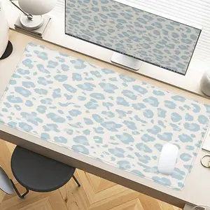 Blue Leopard Minimalist Desk Pad Gaming Mousepad XXL Mouse Pad For Laptop Desk Mouse Pad Extra Large With Non-Slip Rubber Base Stitched Edges Surface For PC Gamers Office Workers & Home Use Ideal For Holiday Gifts And Modern Decor