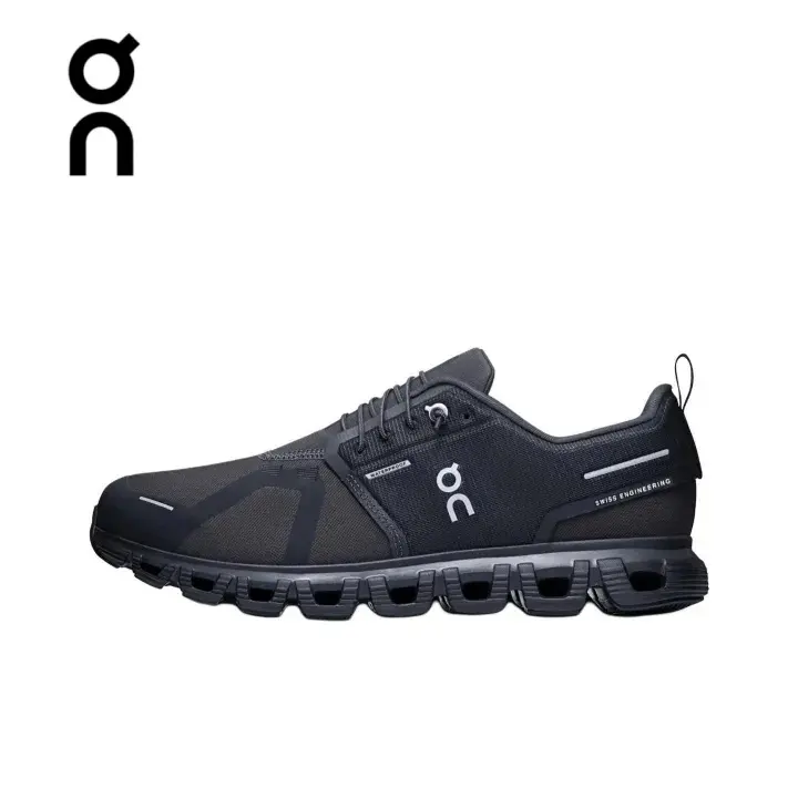 On Cloud 6 Waterproof All Black Sneakers Unisex Fabric Thick Sole Casual Shoes
