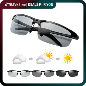 【dealsforyoudays】Paleshy HD Polarized Photochromic Sunglasses UV400 Protection, Unisex 2026 Summer Retro Oversized Simple Square Frame Fashion Accessories, Outdoor Sports Driving, Fishing, Golf, Running, Climbing Day Night Safety Glasses