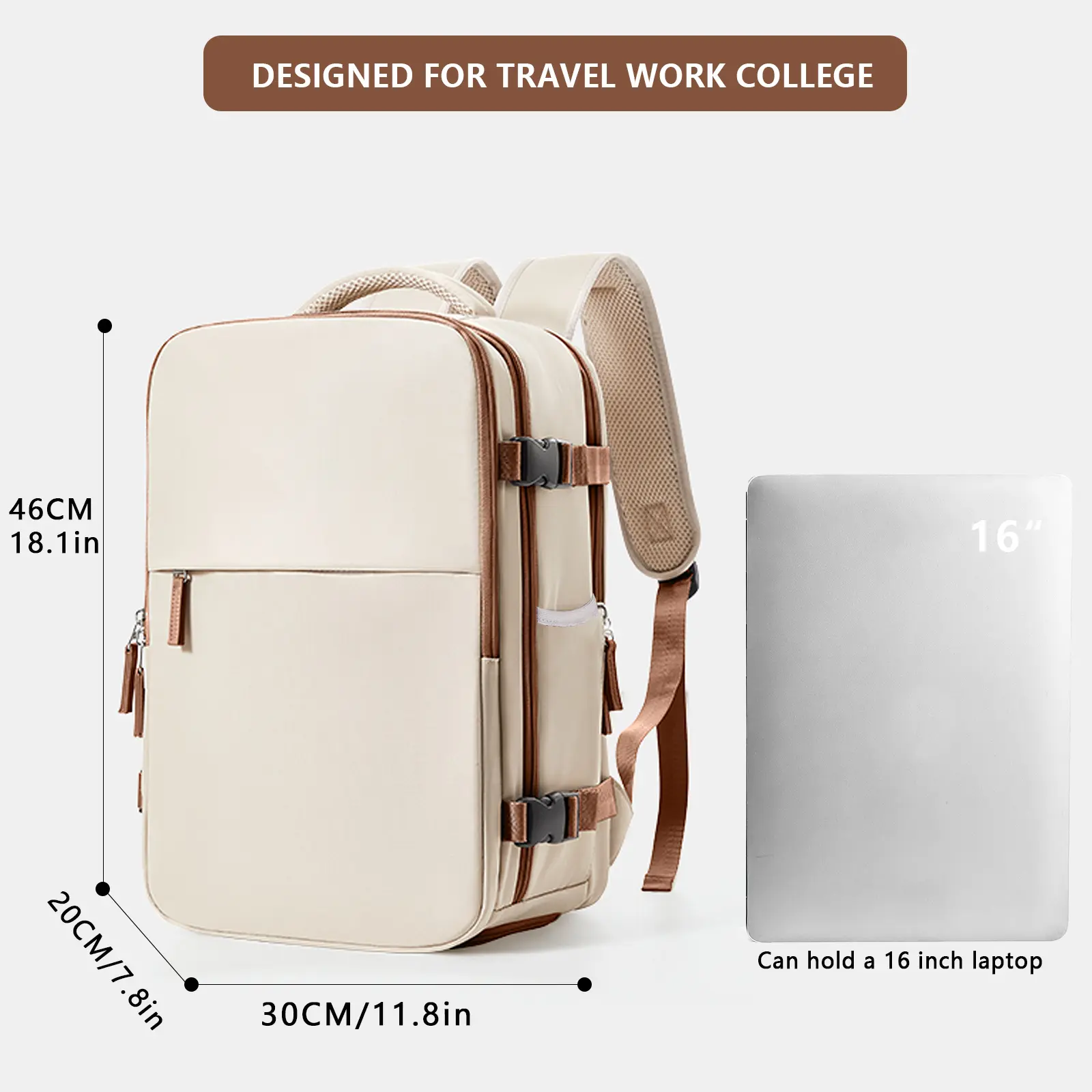 Simple multi-compartment business laptop travel bag, lightweight zipper  luggage backpack, preppy backpack, large-capacity men's casual travel  backpack, women's computer backpack, high school and middle school student  backpack, college student backpack ...